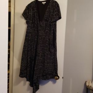 Chiffon style printed faux wrap dress